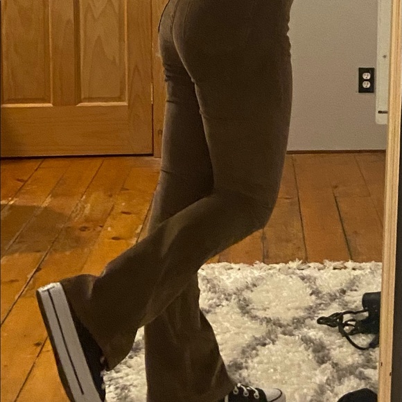 High Waist Flared Corduroy Pants Brown - Picture 1 of 4